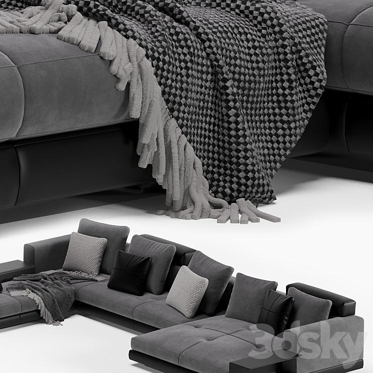 Minotti connery sofa 3DS Max Model - thumbnail 2
