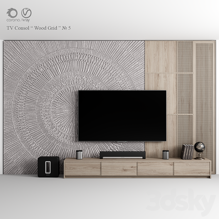 “TV Consol “”Wood Grid””” 3DS Max - thumbnail 1