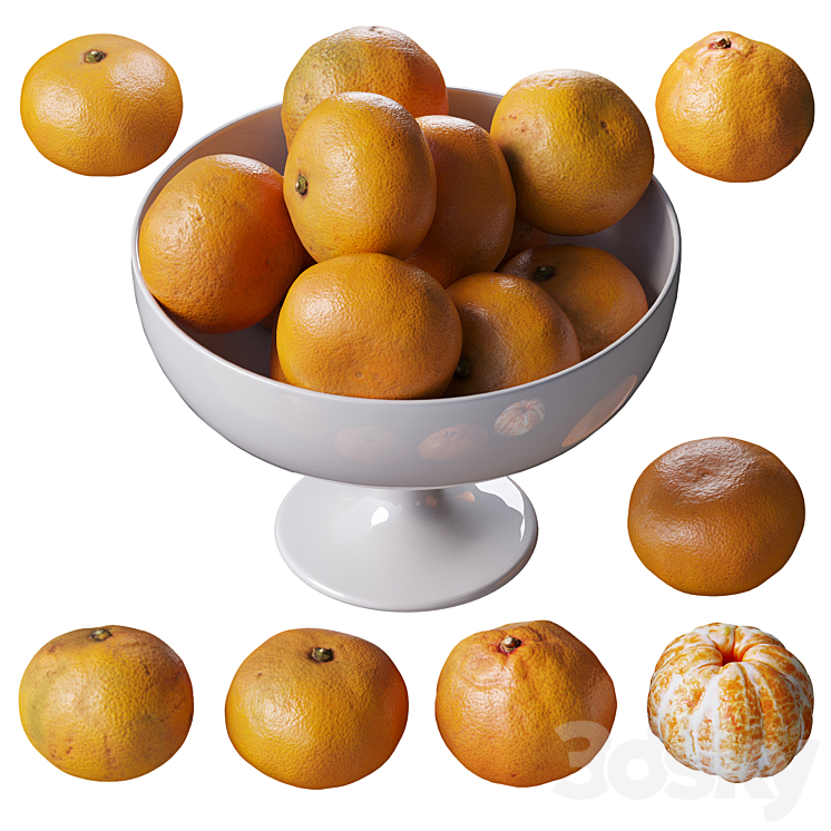 Tangerines in a tall bowl 3D Model