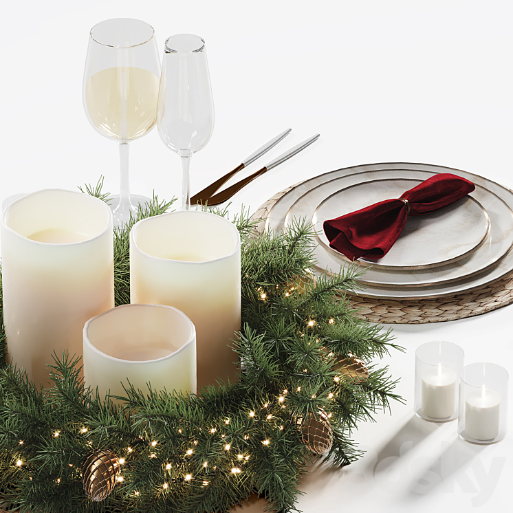 Christmas tableware 3D Model