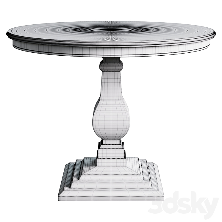 Classic round dining table 3DS Max - thumbnail 2