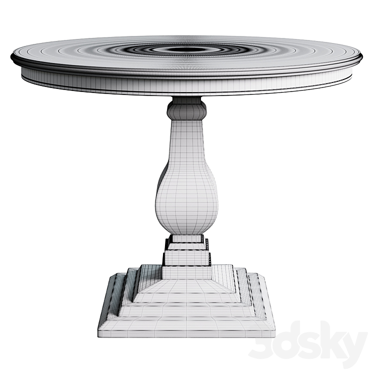 Classic round dining table 3D Model