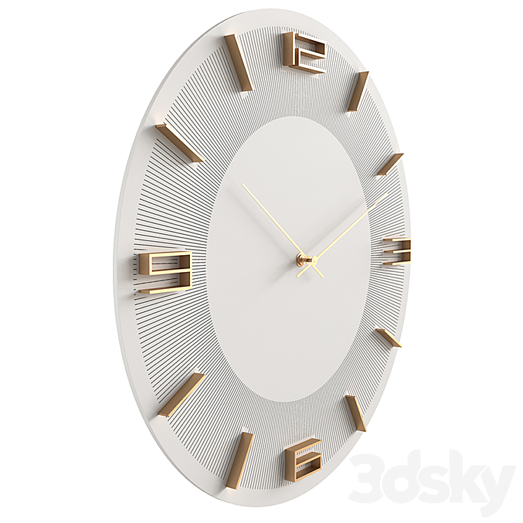 Wall clock KARE Leonardo White-Gold 3D Model Free