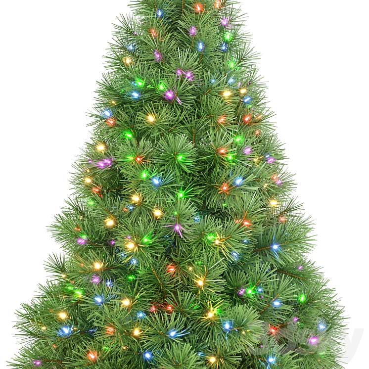 Christmas tree with animated lights Set 2 3DS Max Model - thumbnail 2