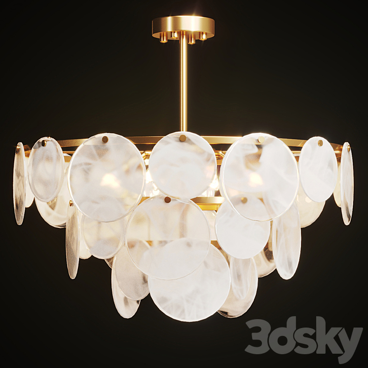 Smoked glass hanging disc chandelier JACKLYN 3DS Max Model - thumbnail 2