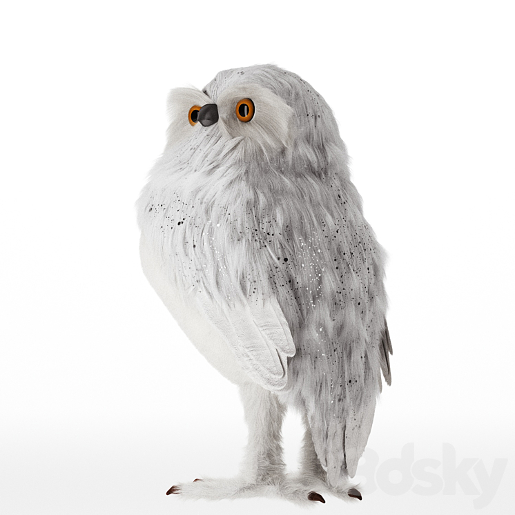 Artificial White Owl 3D Model
