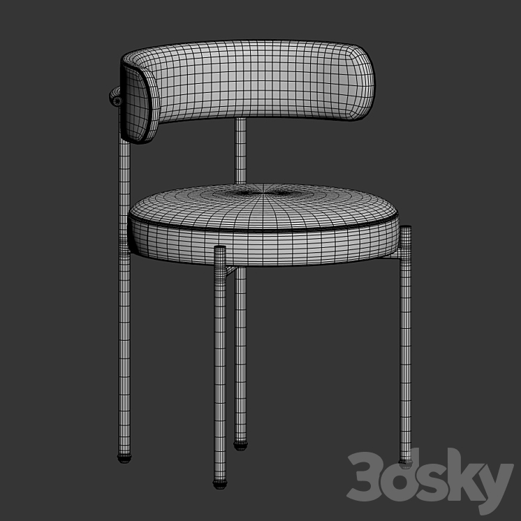 Inesse Boucle Ivory Dining Chair 3DS Max - thumbnail 2