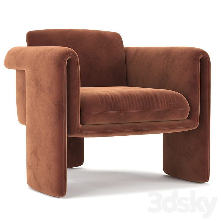 Floria Velvet Chair 3DS Max Model - thumbnail 1