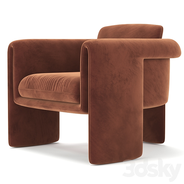 Floria Velvet Chair 3DS Max Model - thumbnail 2