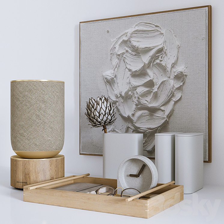 Decorative set with Protea and Plaster panel 3DS Max Model - thumbnail 2