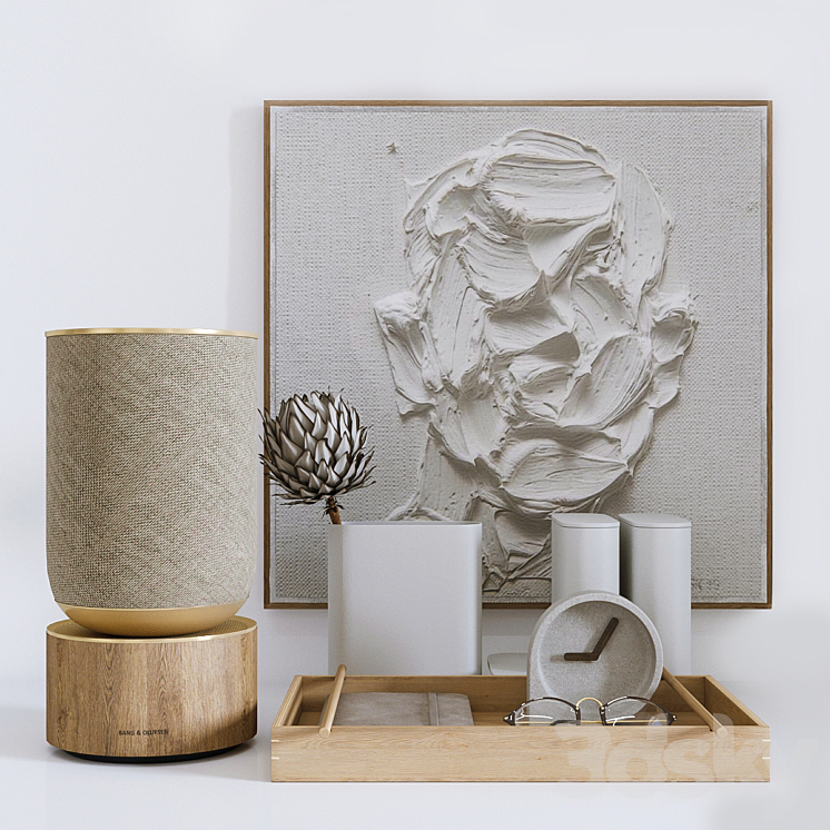 Decorative set with Protea and Plaster panel 3DS Max Model - thumbnail 1