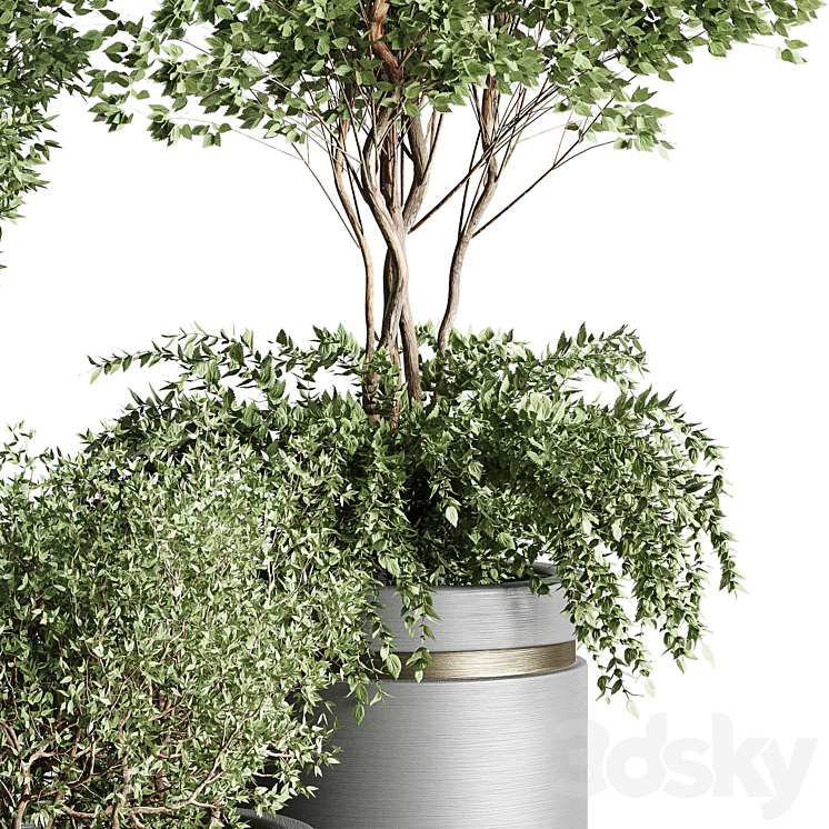 Tree pots and shrubs-bush collection 74 metal vase for outdoor indoor 3DS Max Model - thumbnail 2