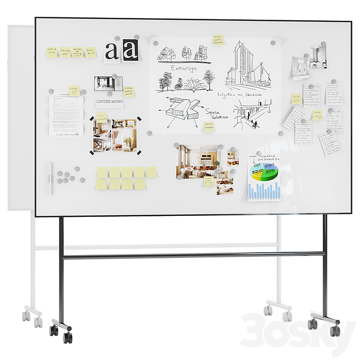 Whiteboard magnetic partition Lintex MONO 3DS Max - thumbnail 1