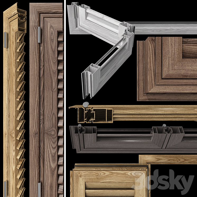 Wooden shutter blind system for windows and doors 3D Model Free
