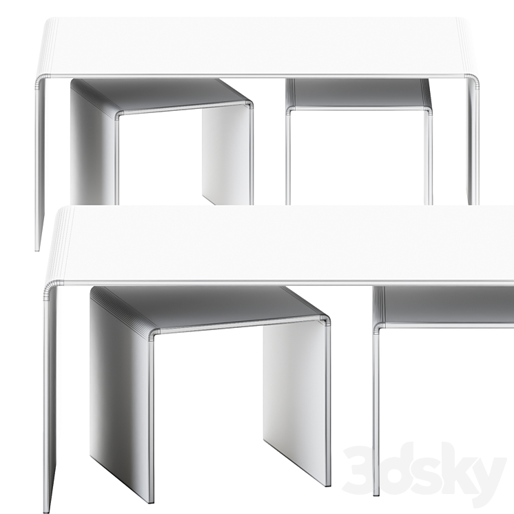 Coffee Table set Clear Club by Kare Design / Glass table 3D Model