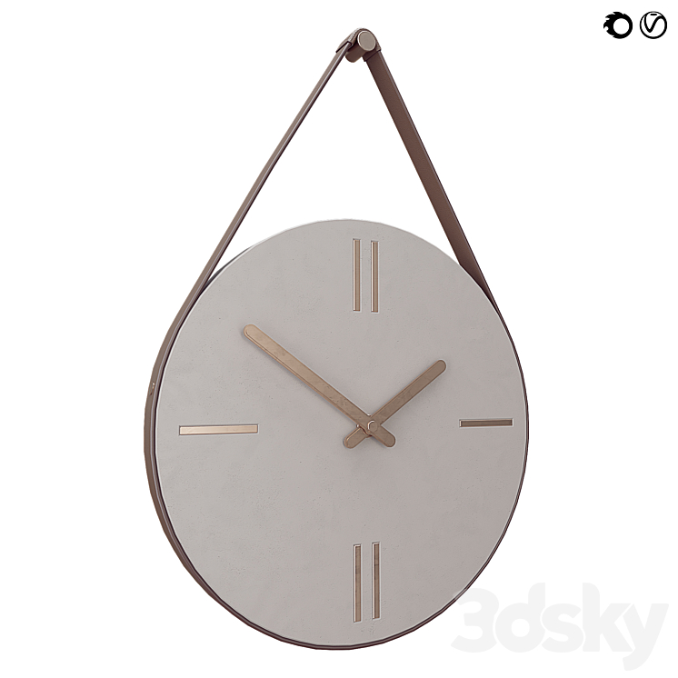 Concrete Hanging Wall Clock 3DS Max - thumbnail 2