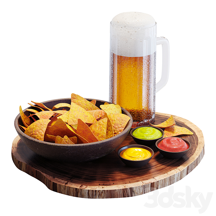 Food Set 09 / Chips and Beer 3D Model