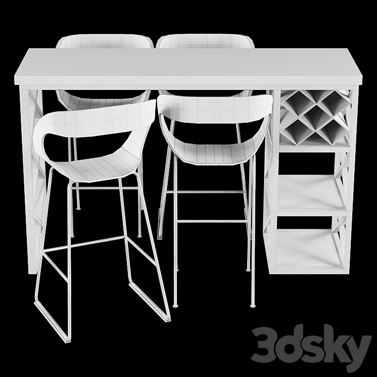 Bar table and chair Table + Chair 3D model