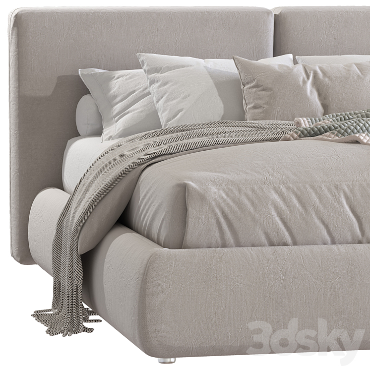 Double bed 61 3DS Max Model - thumbnail 2