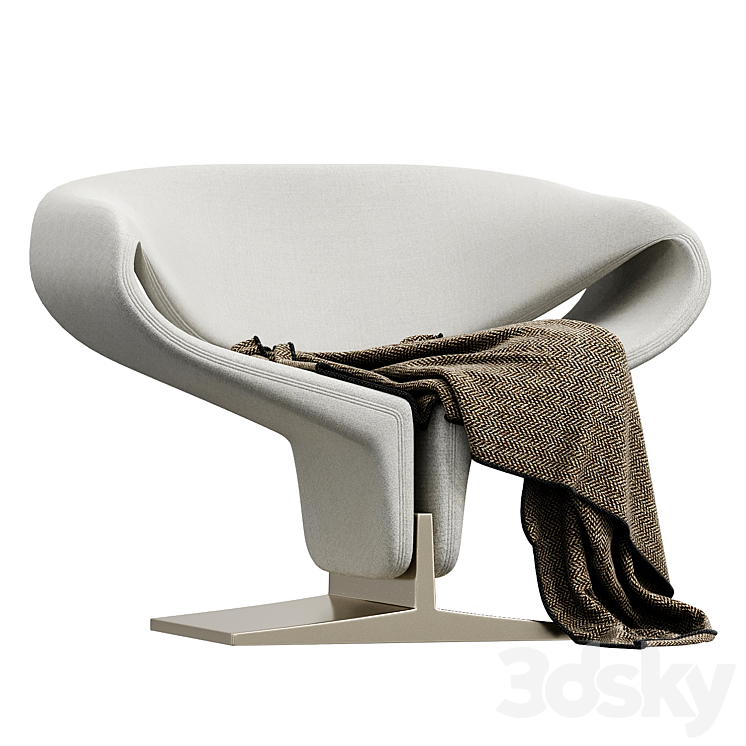 Artifort Ribbon Chair in White by Pierre Paulin 3DS Max Model - thumbnail 1