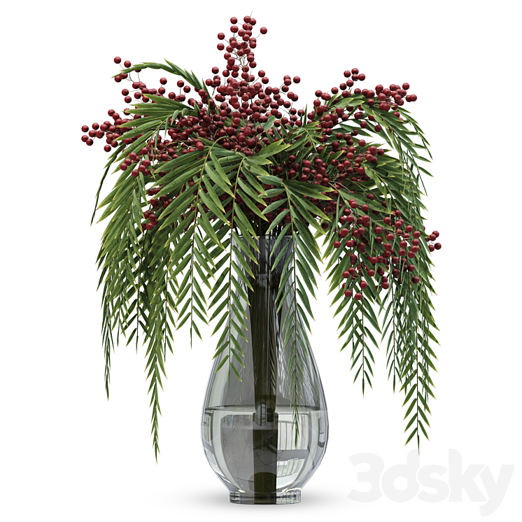 Bouquet berries vases 3D Model Free