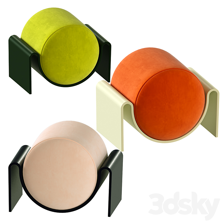 Monitor Fiberglass Stools by Asa Pingree 3D Model