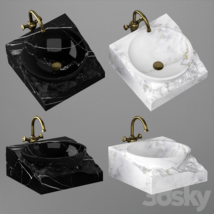 Washbasin bowl made of marble 3D Model
