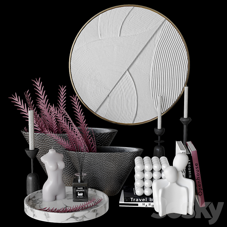 Decorative set with bas-relief 3DS Max Model - thumbnail 1