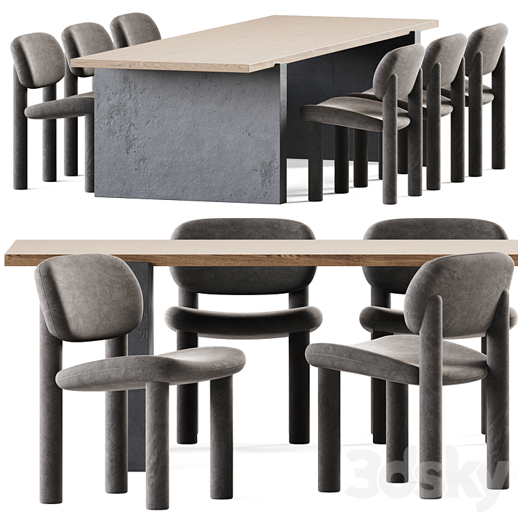 Table Accademia by Cimento and Chair Tottori Driade 3DS Max Model - thumbnail 1