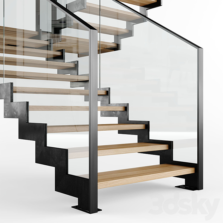 Modern interior stair 09 3D Model Free