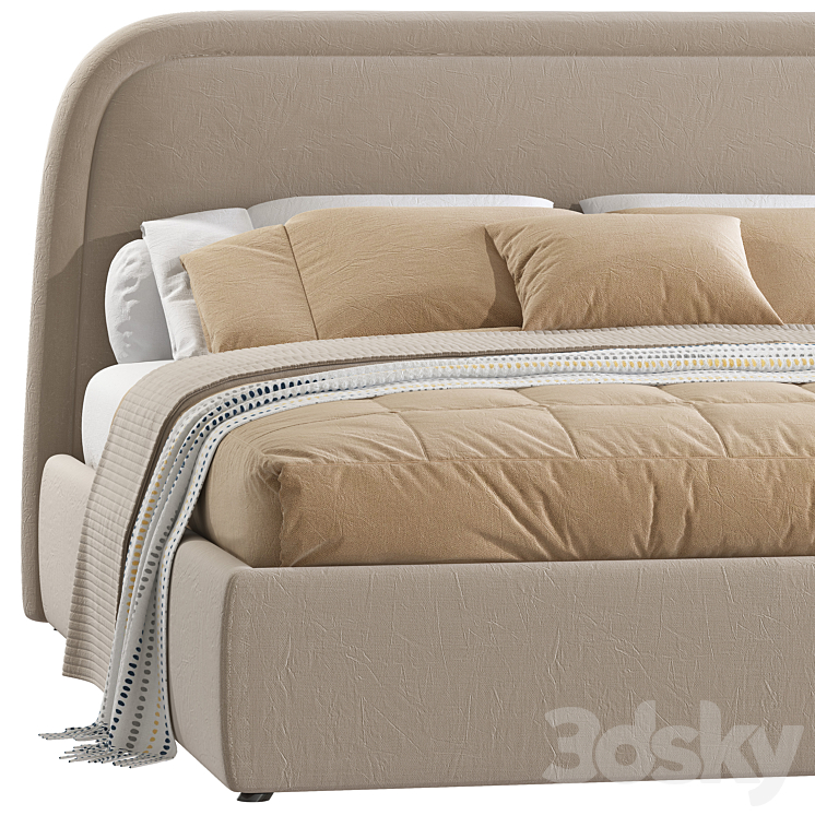 Double bed 63 3DS Max Model - thumbnail 2