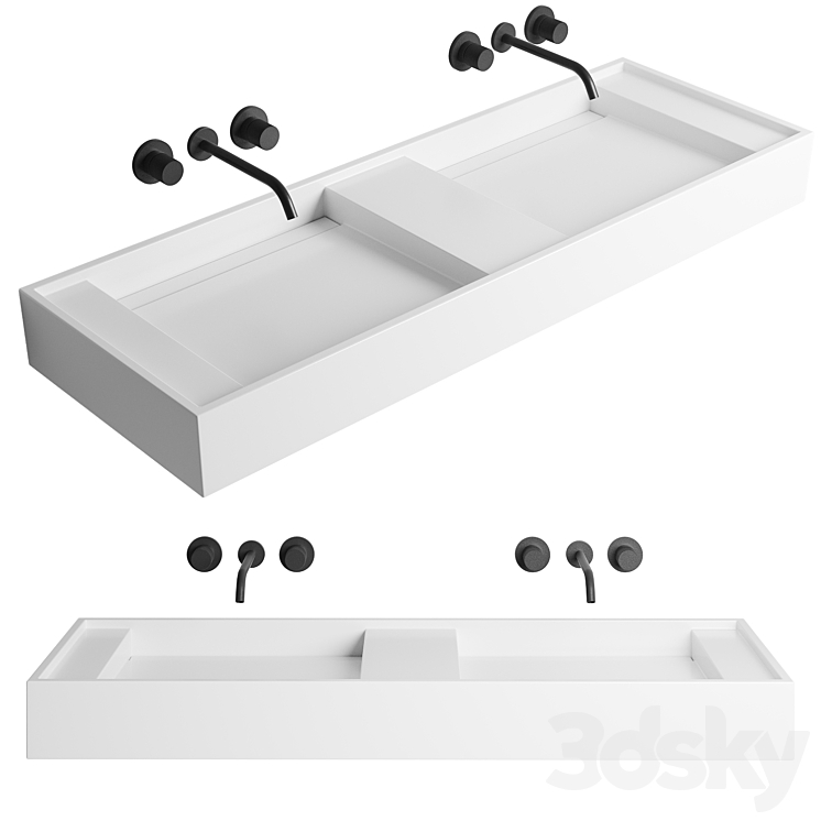 Bathroom double sink MIRAGGIO 3DS Max Model - thumbnail 1