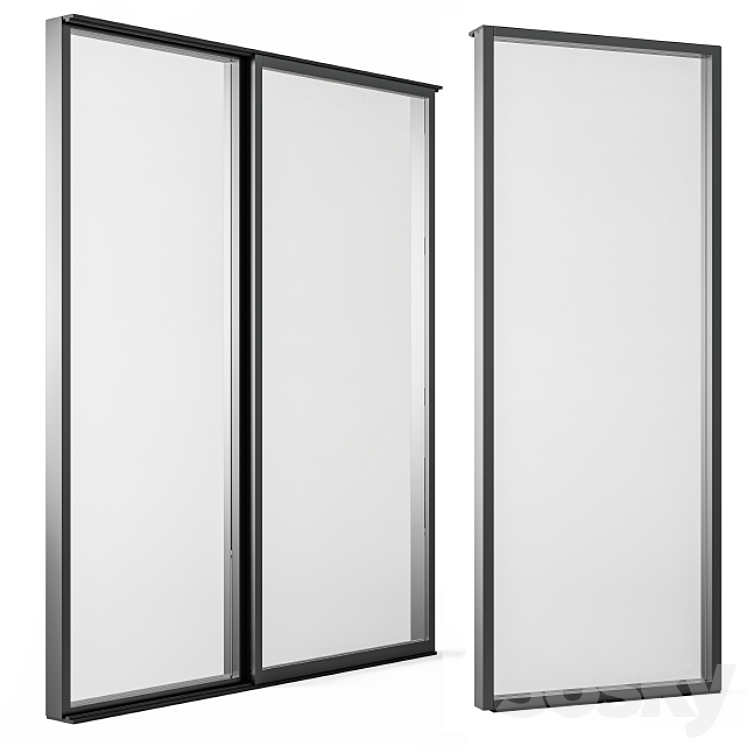 Sliding Black Metal Window Modern - Windows Set 05 3D Model Free