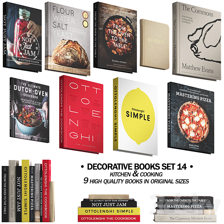 092 Decorative books set 14 Kitchen and Cooking 01 3D Model