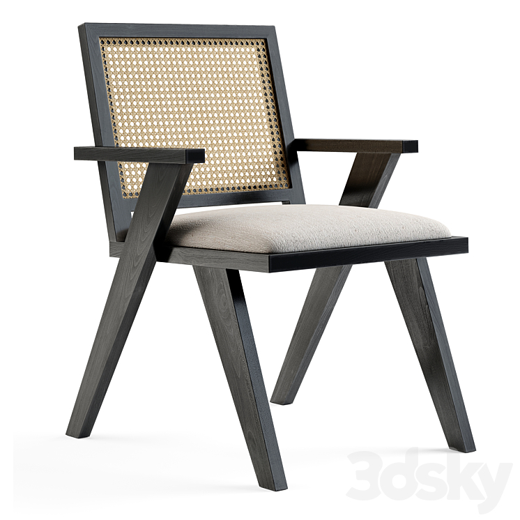 Four Hands. Flora Dining Chair. Yara dining table 3DS Max Model - thumbnail 2