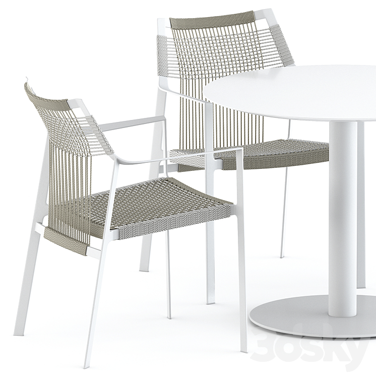 Nodi armchair and T-Ttable dining table by Tribu 3D Model