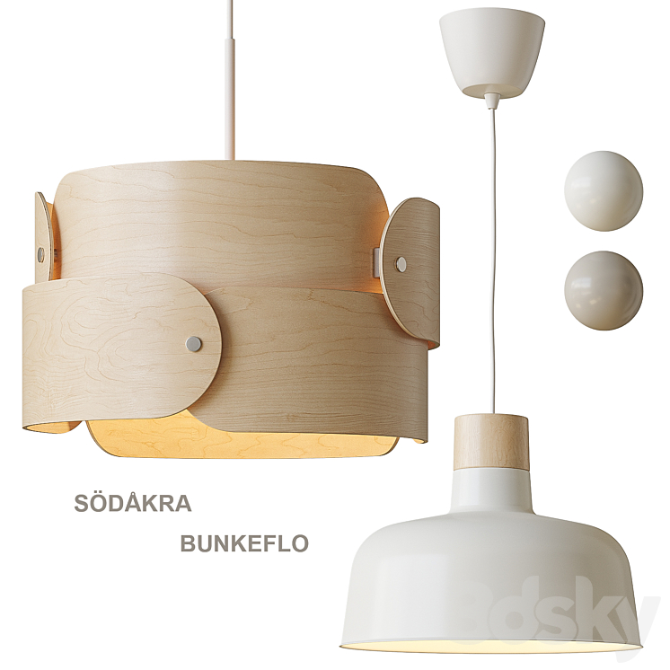 SÖDÅKRA \/ BUNKEFLO IKEA Pendant lamp 3DS Max Model - thumbnail 1