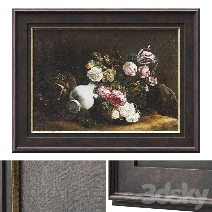 Classic frame with floral still life 3DS Max Model - thumbnail 1