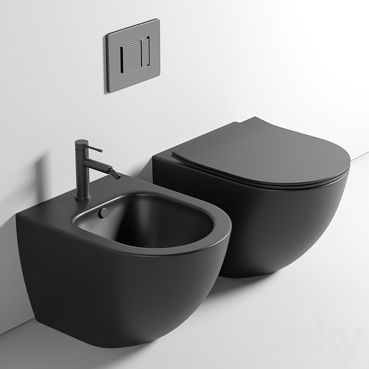 Toilet wall mounted Ceramica Nova Metropol CN4002MB rimless 3D Model