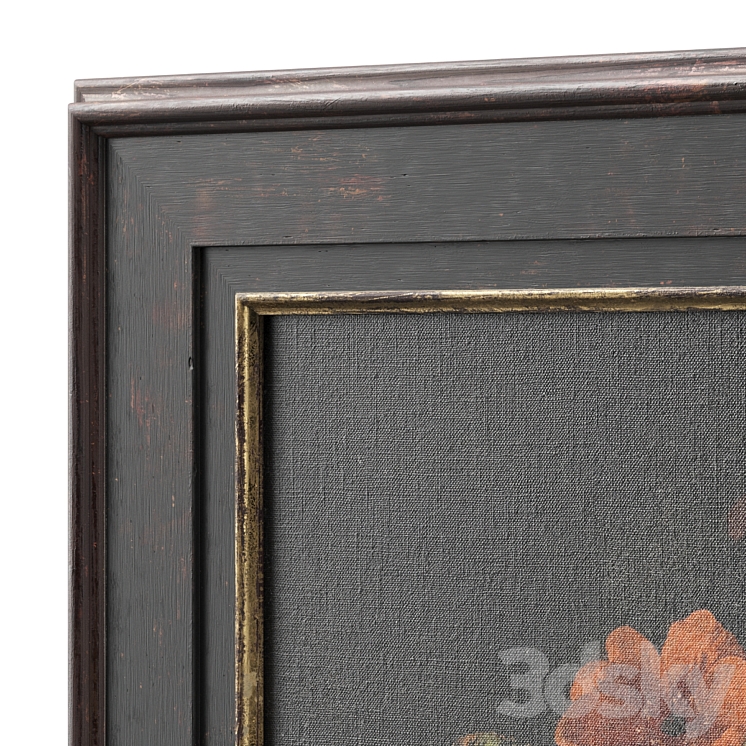 Classic frame with flowers 3DS Max - thumbnail 2