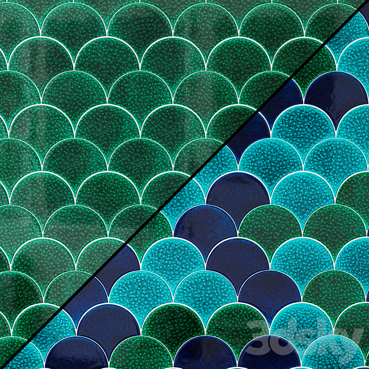 Ceramic tiles Mosaic MALLAS production Cevica fish scales 3DS Max - thumbnail 1