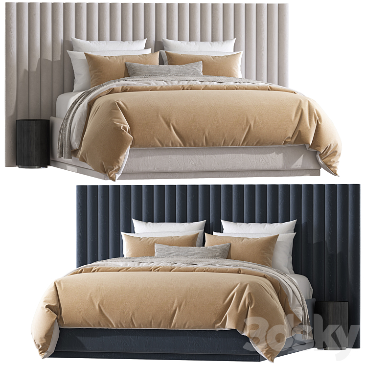 Double bed 65 3DS Max Model - thumbnail 1