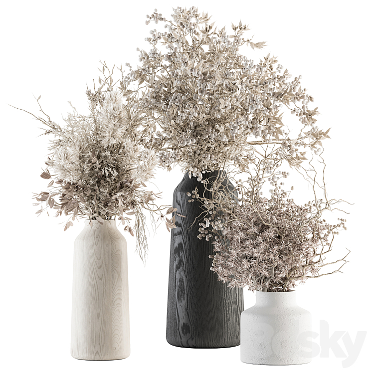 Bouquet – Dried Branch in Wooden vase 75 3DS Max Model - thumbnail 1