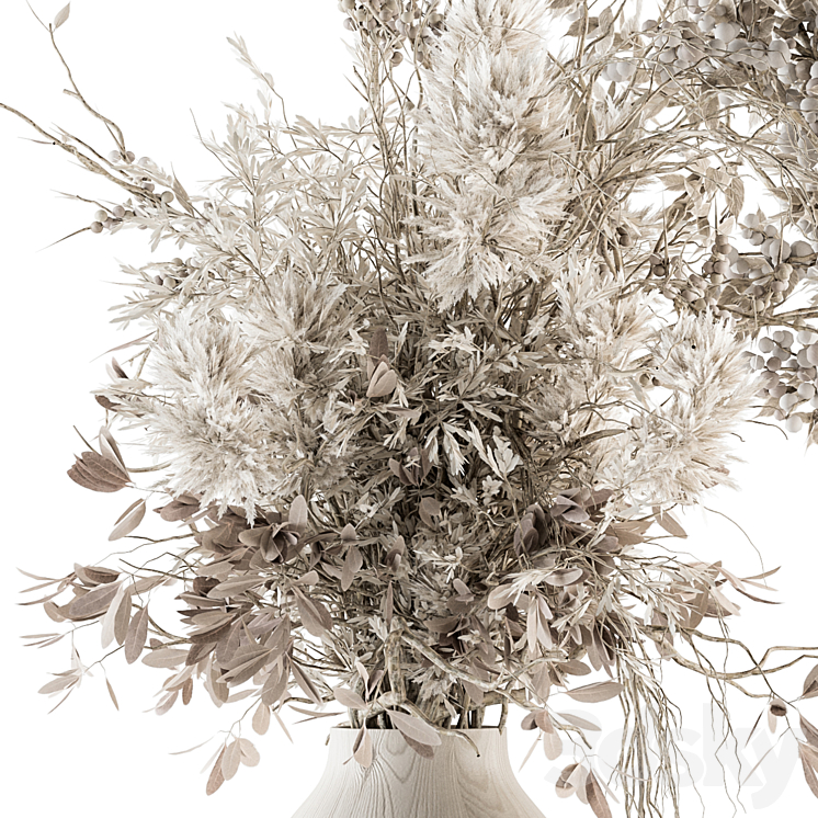 Bouquet – Dried Branch in Wooden vase 75 3DS Max Model - thumbnail 2