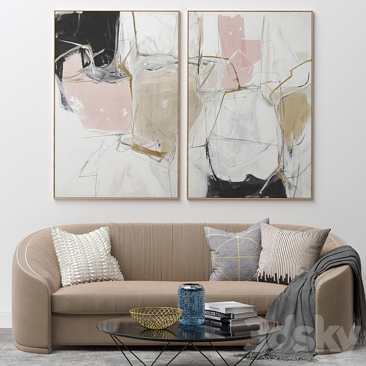 Large Abstract Neutral Wall Art C-378 3D Model