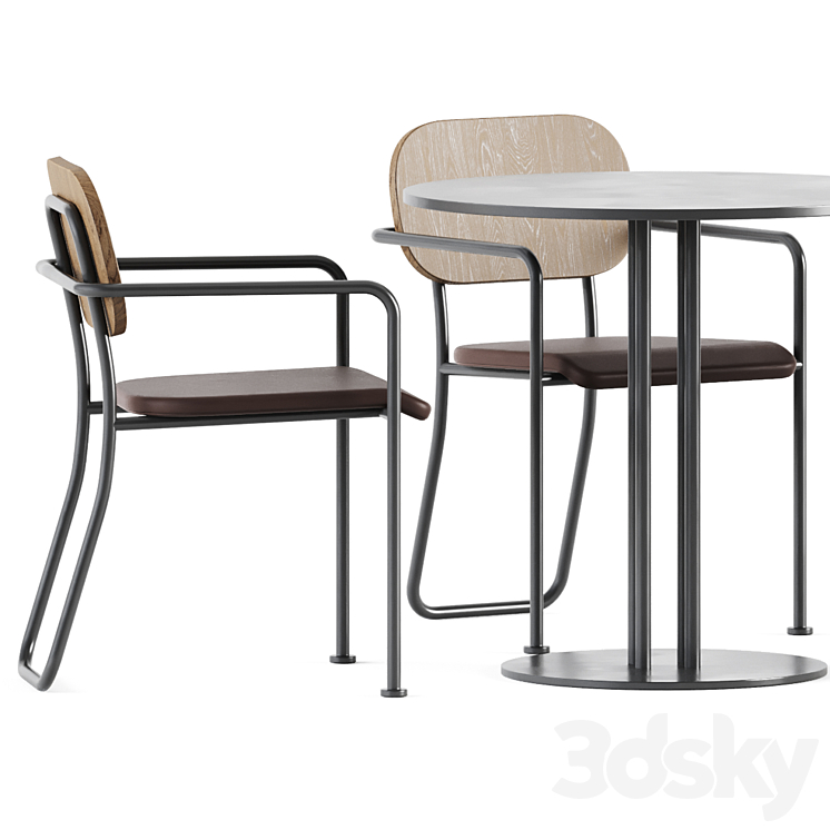 Table Ringer by Kettal and Chair Miss Ahus By Bla Station \/ Outdoor Furniture 3DS Max Model - thumbnail 2