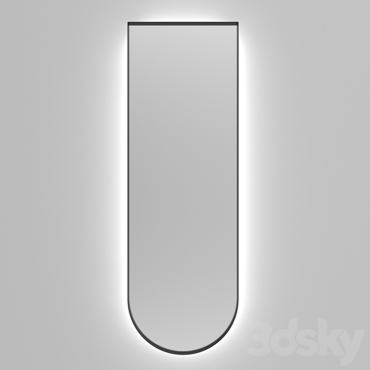 OM Illuminated black framed arched mirror Iron Edge Mirror 3D model