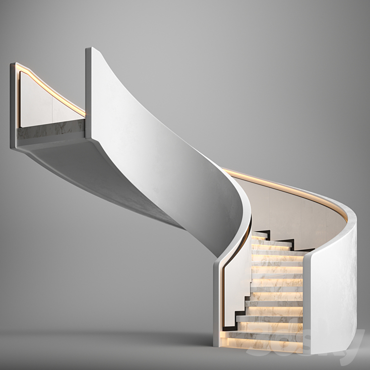 Spiral staircase 8 3DS Max - thumbnail 2