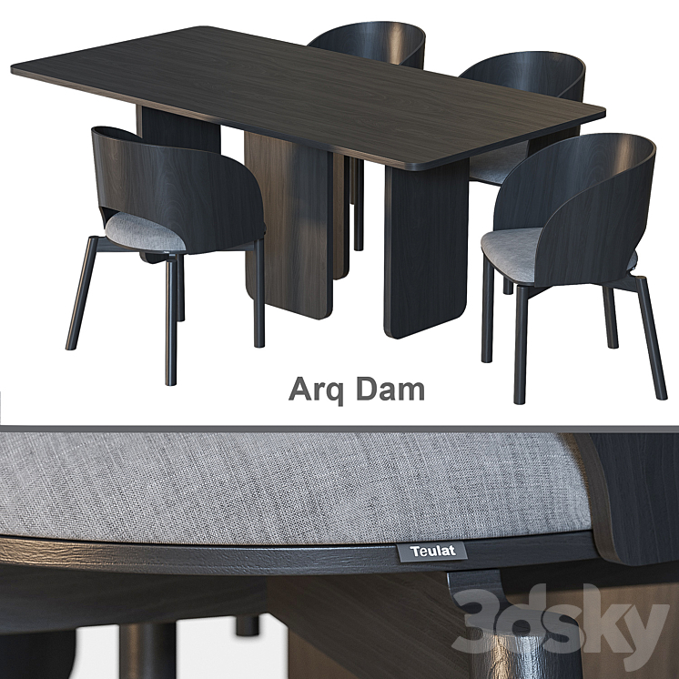Arq Dam TEULAT Table and chairs 3DS Max Model - thumbnail 1
