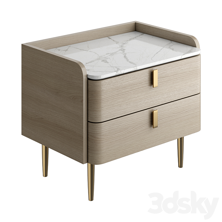Light luxury bedside table 3DS Max Model - thumbnail 1